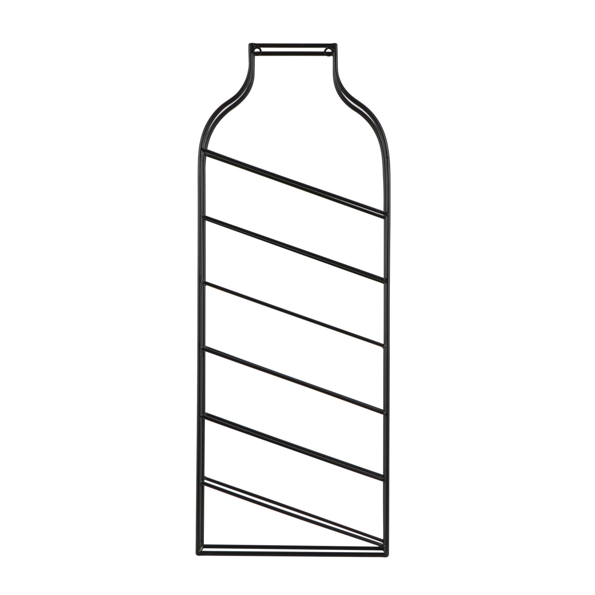 13" x 35" Black Metal Bottle Shape Wall Wine Rack